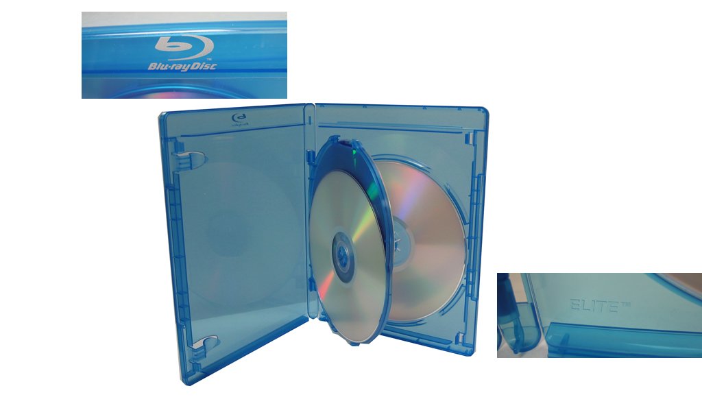Lot De 132 Boîtiers Blu-Ray Viva Elite - Pour 2 Disques, Bleu Transparent 12,5 Mm, Avec Film Pour Insert