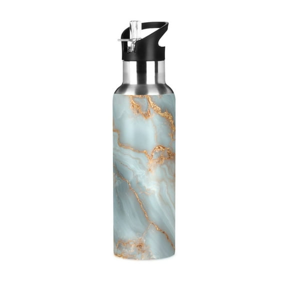 ALAZA Marble Pattern Water Bottle Insulated Flask Stainless Steel Straw Lid 20 oz