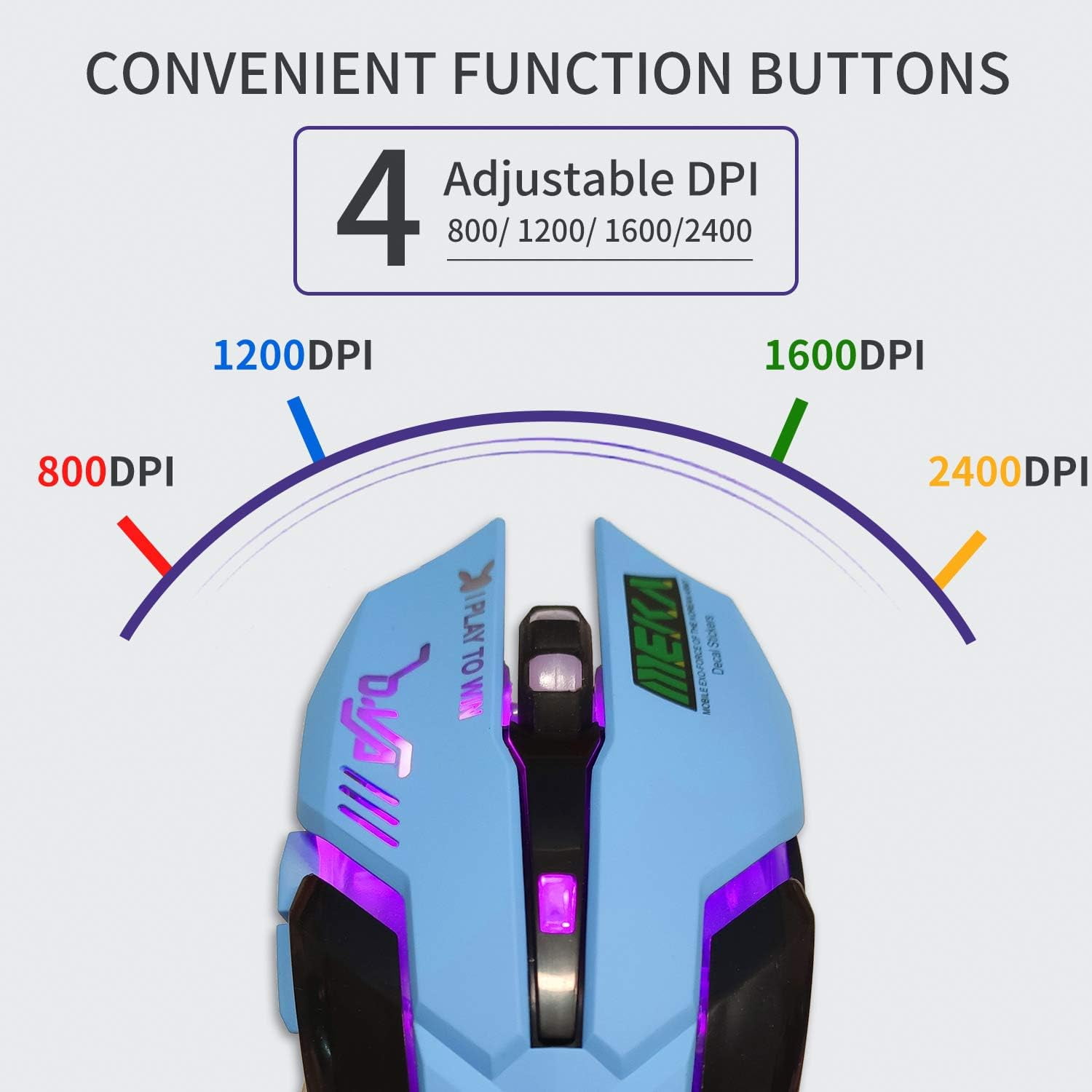 Lovely Wired USB Computer Mouse,7 Colors Backlit,Silent Buttons,3200 DPI,for MacBook,Computer PC,Laptop