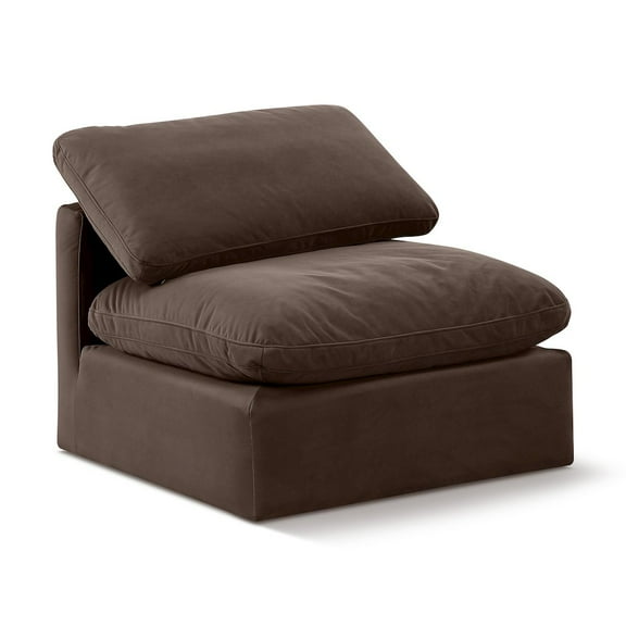 Meridian Furniture Indulge Contemporary Velvet Armless Chair in Brown