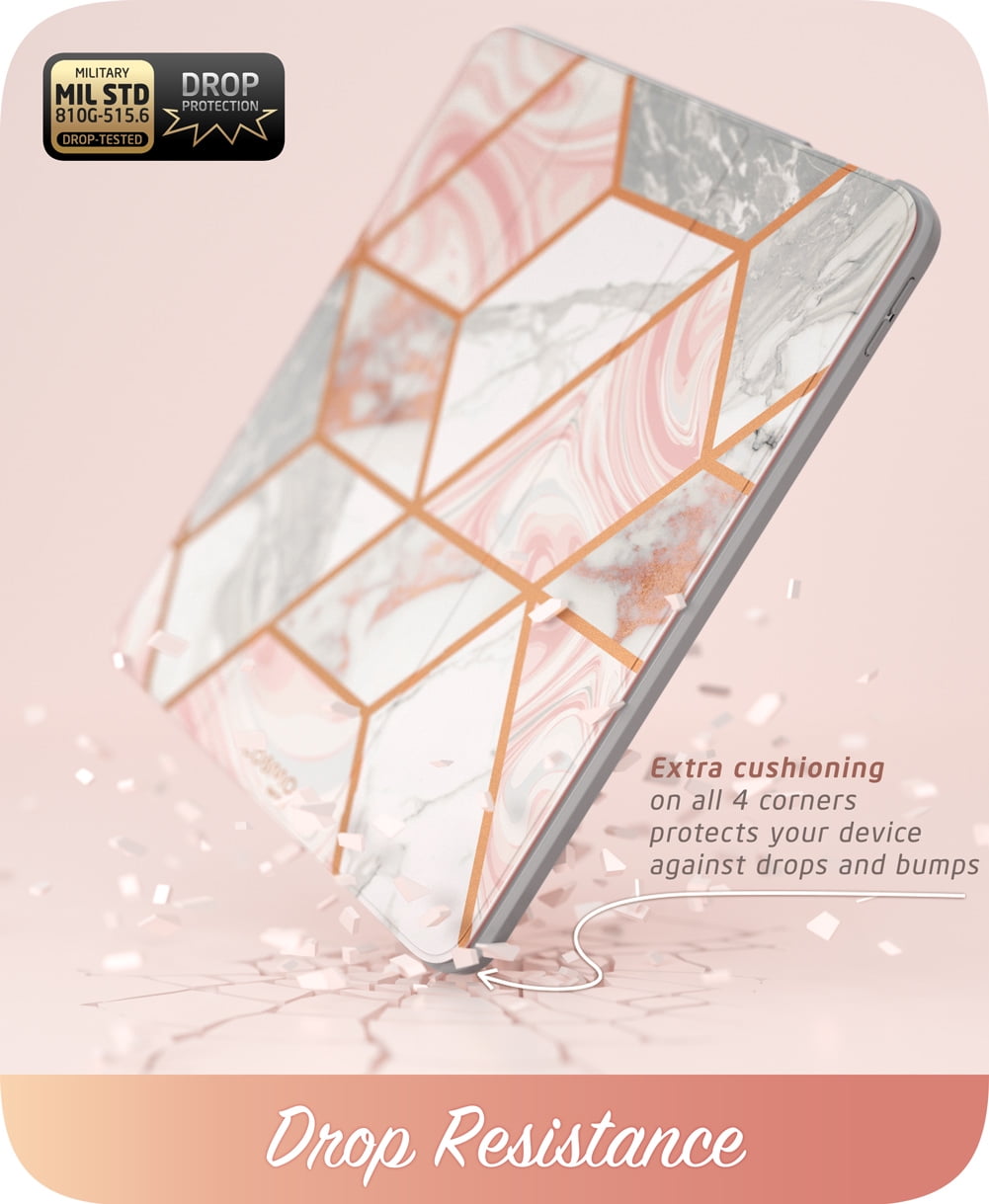 i-Blason for Apple iPad Air 11/10.9 inch Case 6th/5th/4th Generation 2024 [Built-in Screen Protector & Pencil Holder] Full-Body Trifold Stand Protective Smart Cover, Pink