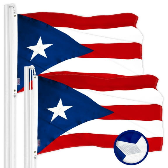 G128 2 Pack: Puerto Rico Puerto Rican Flag | 2.5x4 Ft | ToughWeave Series Embroidered 300D Polyester | Embroidered Design, Indoor/Outdoor, Brass Grommets