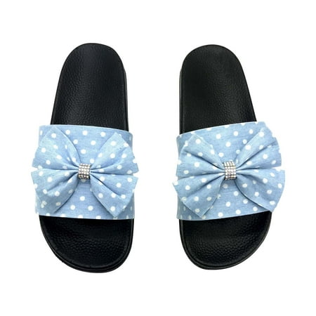 

Womens Summer Denim Polka Dot Shoes One-Word Butterfly Rhinestone Slippers Summer Open Toe Slide Sandals Comfortable Flats Flip-Flops Sandal Casual Platforms Wedge Sandals Heeled Sandals A1374