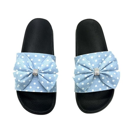 

Womens Summer Denim Polka Dot Shoes One-Word Butterfly Rhinestone Slippers Summer Open Toe Slide Sandals Comfortable Flats Flip-Flops Sandal Casual Platforms Wedge Sandals Heeled Sandals A1374