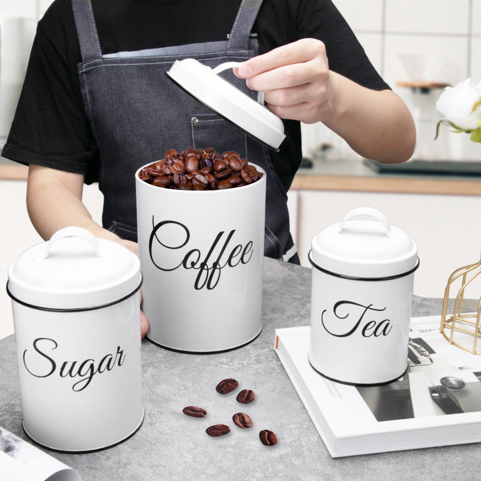 Kitchen Storage Canisters, Custom Tea Coffee Sugar