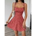 thumbnail image 3 of Women's Spaghetti Strap Tie-Up Ditsy Floral Mini Dress, 3 of 6