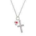 thumbnail image 2 of Delight Jewelry Silvertone Red Heart Spinner Be Strong and Courageous Engraved Cross Zoey Necklace, 28", 2 of 4