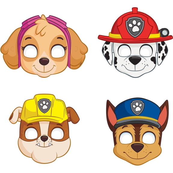 PAW Patrol Birthday Party Character Paper Masks, 8ct