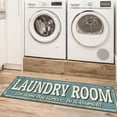 thumbnail image 2 of Ottomanson Non-Slip Rubberback Text 2x5 Laundry Room Runner Rug, 20" x 59", Baby Blue, 2 of 10
