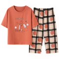 thumbnail image 3 of Conjuntos de pijama de verano para mujer, ropa de dormir con estampado de dibujos animados, manga corta y pantalones, traje de 2 piezas, ropa de estar por casa informal, ropa de casa para mujer, 3 of 5