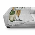 thumbnail image 3 of Champagne Soft Flannel Fleece Throw Blanket, Cheers Lettering with Glasses Sketch Style Celebration Themed Watercolor Art, Cozy Plush for Indoor and Outdoor Use, 70" x 90", Multicolor, by Ambesonne, 3 of 6