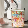 thumbnail image 7 of DouZhe Waterproof Collapsible Large Laundry Baskets, Paint Splashes Splash Prints Circular Hamper with Handles, 7 of 7