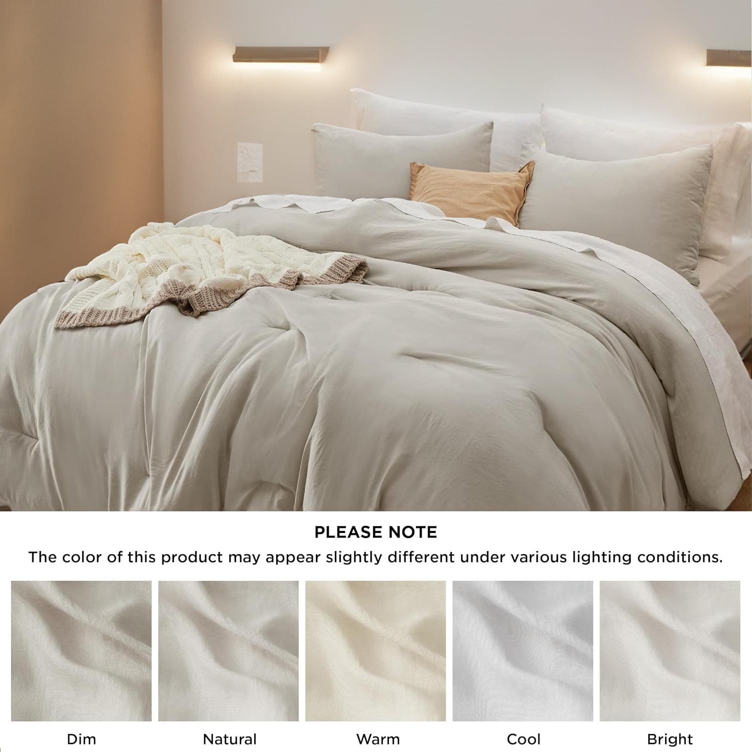 U by Bedsure 3 Pieces Full Bedding Comforter Sets for All Seasons, 1 Lightweight Prewashed Comforter and 2 Pillowcases, Full, Beige
