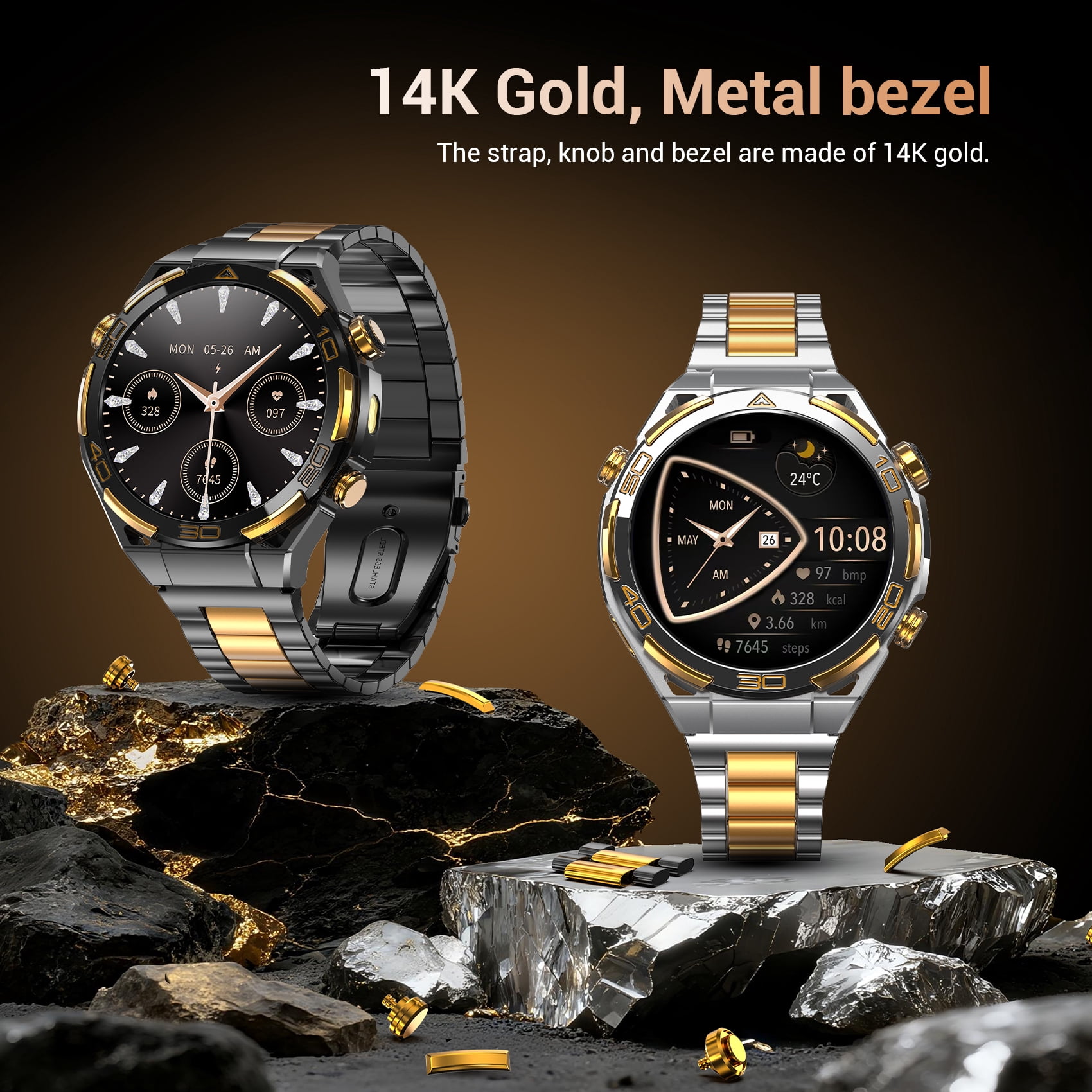 LUOMATE Military Smart Watch for Men with 1.43" AMOLED Screen - Fitness Tracker with Bluetooth Call & Answer, 100+ Sport Modes, IP68 Waterproof, Compatible with Android & iOS (Silver)
