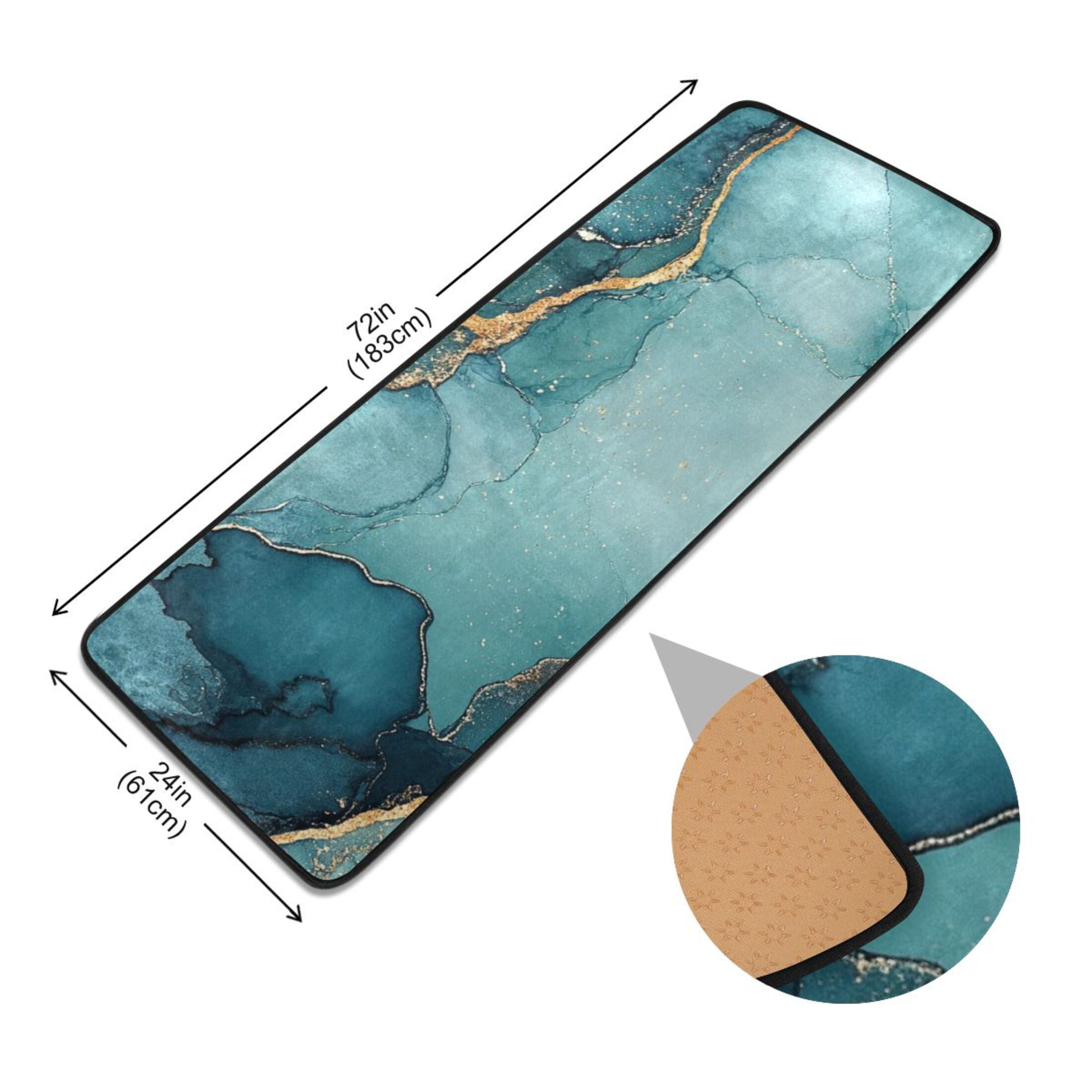 Teal Abstract Design Runner Rug for Hallways Kitchen Non Slip 2'x 6' Washable Hall Carpet for Bedroom Entryway Laundry Room