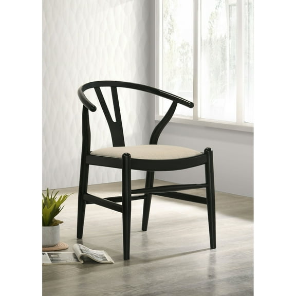 Miekor Furniture Camerota Black Wood Wishbone Dining Side Chair (Set of 2) 59607