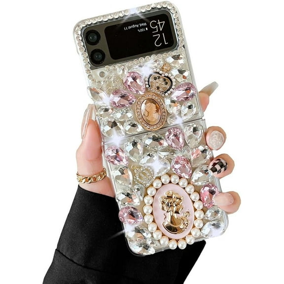 for Samsung Galaxy Z Flip 3 5G Case, Luxury 3D Handmade Sparkle Rhinestone Crystal Diamond Bling Glitter Soft TPU Cover Case for Women Girls with Galaxy Z Flip 3 5G (2021)