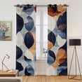 thumbnail image 2 of Navy Blue Burnt Orange Kitchen Curtains 84 Inch Length, Retro Abstract Geometric Grommet Top Bedroom Living Room Curtains, Light Filtering Cafe Curtain Drapes 2 Panels Set 84''x84'', 2 of 9