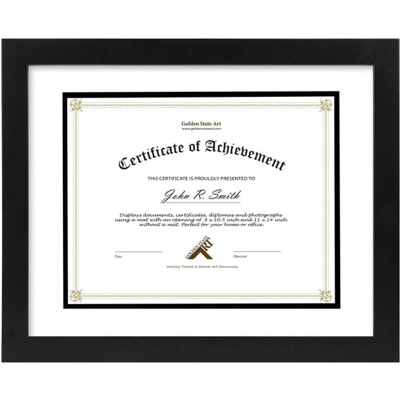 Marco para diplomas, diseño de estado dorado, 11 x 14 cm, para 8,5 x 11 cm, con tapete