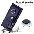 thumbnail image 3 of Wallet Case Compatible for Samsung Galaxy S24 Ultra with Card Holder, Rotation Finger Ring Kickstand Card Slots Case, Classic PU Leather Shockproof Magnetic Button Cover for Galaxy S24 Ultra, Blue, 3 of 7