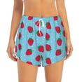 thumbnail image 2 of Xecao's Strawberries for a double-layer running short for women, perfect for gym, tennis, and more, featuring a convenient pocket., 2 of 9