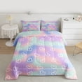 thumbnail image 2 of Homewish Cute Heart Print Full Size Comforter Sets,Loves Pattern Bedding Comforter Set,Pink Purple Blue Ombre Bedding Sets For Girls Kids,Microfiber Bedroom Decor Reversible,3pcs, 2 of 8