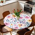 thumbnail image 2 of Pink Purple Flowers Elastic Fitted Round Table Cover Watercolor Flowers Waterproof Outdoor Tablecloth for Holiday Party, Picnic, Patio & Dining Fits Tables Up to 55"-60", 2 of 8