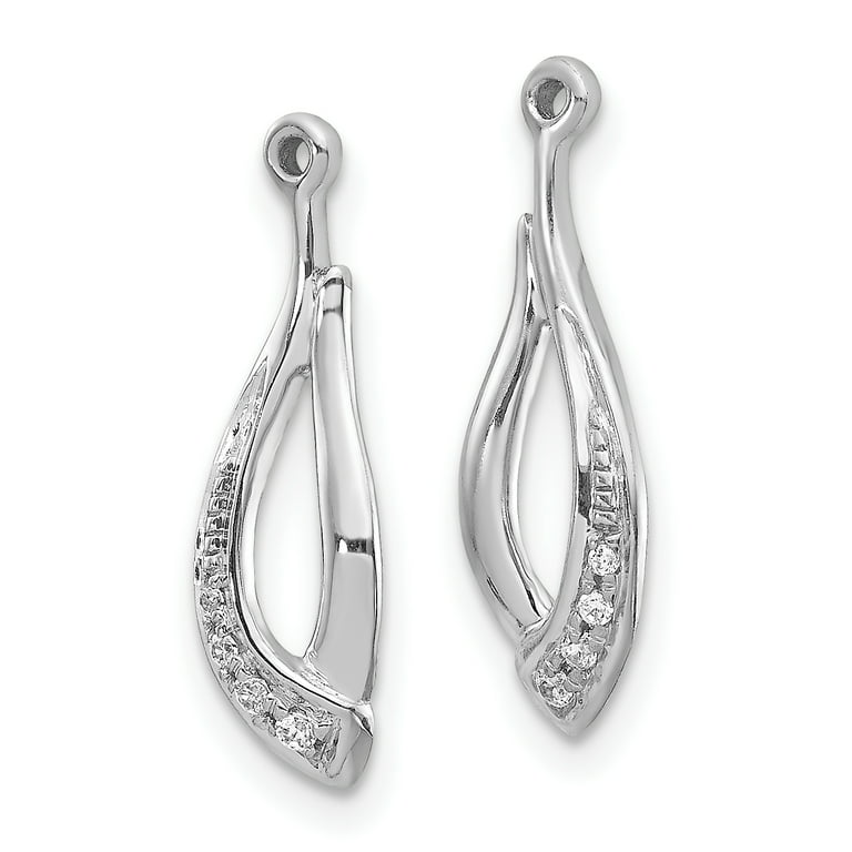 14K White Gold Diamond Dangle Drop Earring Jackets for Stud Earrings  (0.038Cttw)