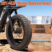 Electric Mountain Bike for Adults, 20 Fat Tire, 48V 17.5Ah Battery, 750 1500W Peak Motor, 32MPH, UL2849 Certified Off-Road E-Bike, Black