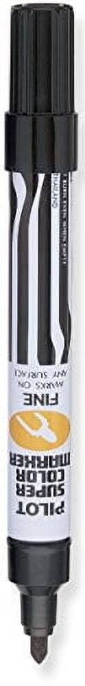 Pilot Super Color Permanent Markers, Fine Bullet Tip, Black Ink, Dozen Box (44600)