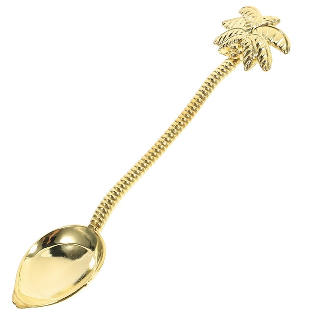 Miangastore 1PC Tropical Coconut Tree Coffee Spoon Retro Small Spoon Coffee Stirring Spoon Dessert Spoon (Golden)