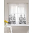 thumbnail image 3 of Wildflower Leaf Curtains 45 Inch Length,Sheer Curtains for Bedroom Living Room Window Grey Floral Botanical White Watercolor Rod Pocket Drapes Kitchen Curtains Small Half Window 42"x45" 2 Panels, 3 of 6