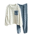 thumbnail image 6 of Miqool Womens Fuzzy Fleece Pajama Sets 2 Piece Long Sleeve Winter Warm Loungewear Sleepwear with Pocket, 6 of 9