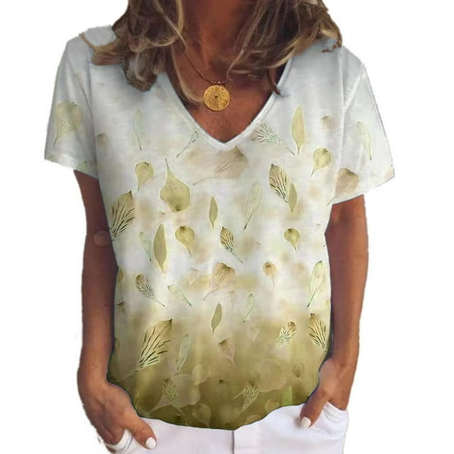 Nouveau T-shirt à Manches Courtes à Imprimé Floral pour Femmes