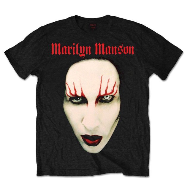 Marilyn Manson - Camiseta Red Lips de Algodón para Adultos Unisex (Negro)