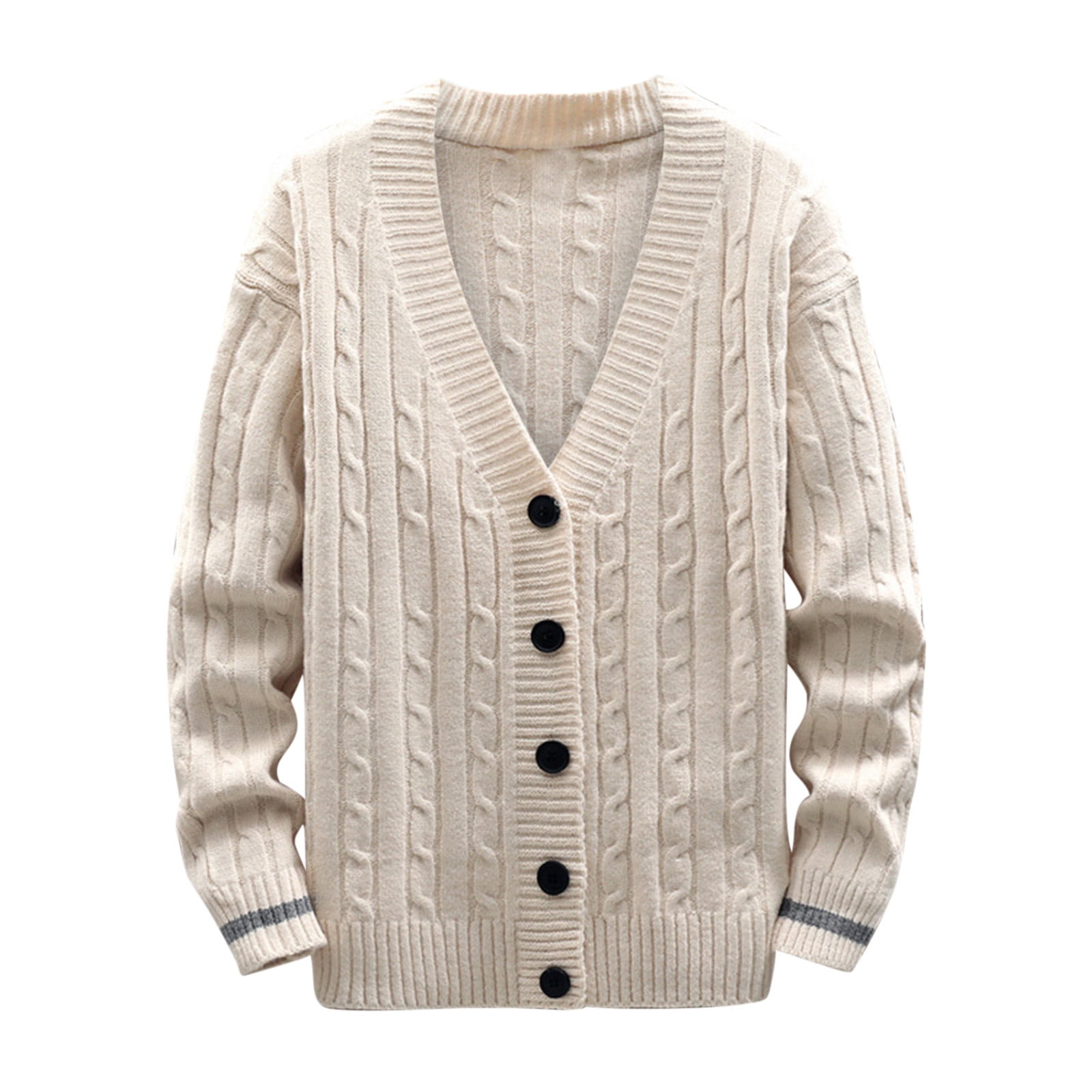 Men Casual Solid Button Closure Knit Cardigan Turndown Long Sleeve