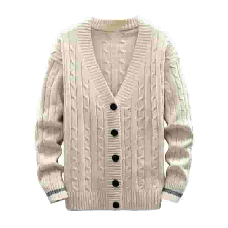 Men Casual Solid Button Closure Knit Cardigan Turndown Long Sleeve