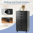 thumbnail image 6 of YEXJ Drawer Chest File Cabinet, Wood Dresser Under Desk Storage, Mobile Printer Stand with Lockable Wheels For Home Office Study, Black, 7-Drawers, 6 of 7