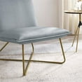 thumbnail image 5 of Linon Mavis Accent Chair Upholstered in Light Gray Velvet with Gold Metal Legs, 5 of 16