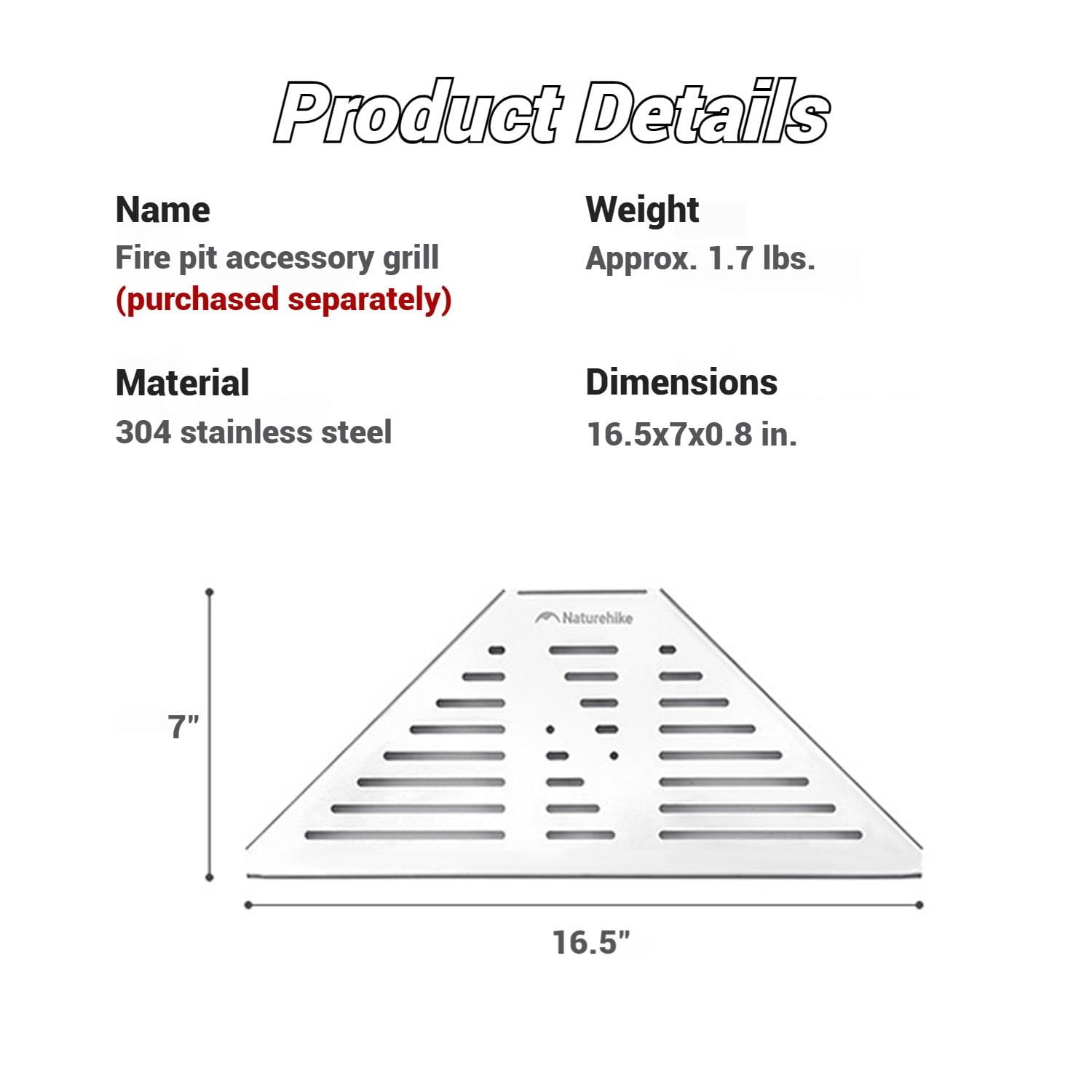Naturehike, Detachable Wood Burning Viewing Glass Fire Pit, Outdoor Large Capacity Charcoal Burning Fire Pit, Portable Glamping Stainless Steel Fire Pit, For Backyard/Patio/BBQ/Camping/Party