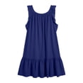 thumbnail image 4 of ClodeEU Women's Round Neck Ruffle Sleeveless Tiered Mini Dress with Pockets,Casual Summer Loose Dress Blue,Women's Plus M, 4 of 6