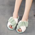 thumbnail image 3 of Coofit Cross Band Slippers Plush: Non-skid Fluffy Slippers Open Toe Slippers for Women, 3 of 10