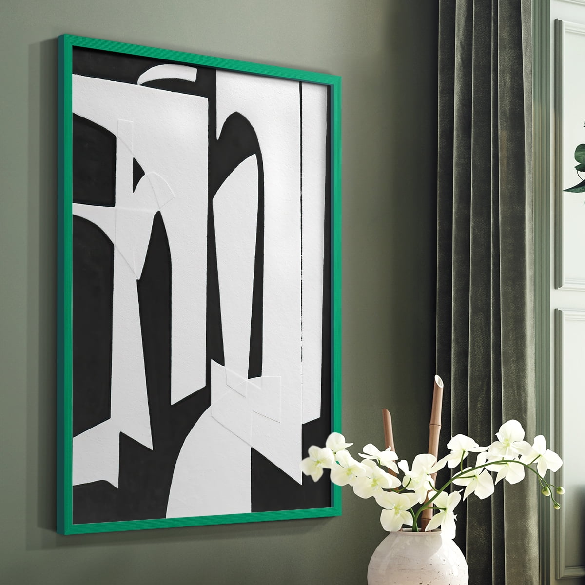 Spanish Arches II Framed Print in Green Solid Wood Framed Print No Nail Hanging