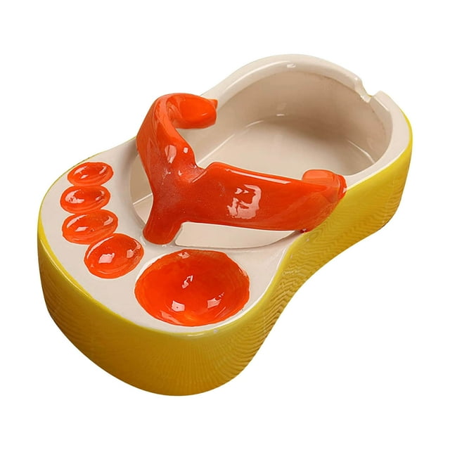 Zapatillas de Cerámica Divertidas, Cenicero de 5 Compartimentos, Diseño de Chanclas, Platos Versátiles para Servir, Accesorio Decorativo para Mesa, para Uso En Interiores y Exteriores, Idea
