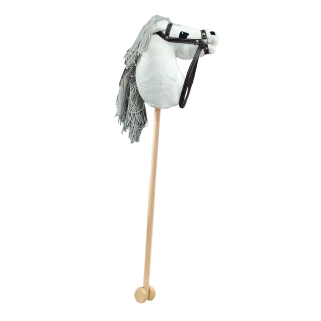 Fiocias Jouet Cheval en Peluche Perche en Peluche Cheval de Passe-Temps Perche en Bois Poignée Roues Effets Sonores Réalistes Fabriqué à la Main Construction Robuste Convient pour Enfants Cadeau Anniversaire Usage à la Maison Blanc