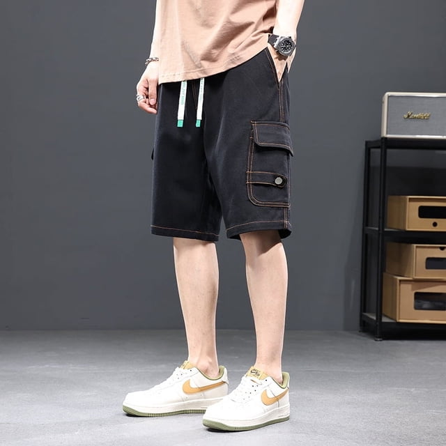 Pantalones cortos de verano para hombre, holgados, de talla grande, estilo coreano, de moda, informales, para uso exterior