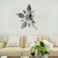 thumbnail image 2 of Reloj de pared con espejo acrílico y hojas de flores, de 40 cm, para decoración de sala de estar, de cuarzo, 2 of 6