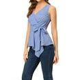 thumbnail image 5 of INSPIRE CHIC Women's Summer Tops Sleeveless V Neckline Wrap Tie Waist Tops S Light Blue, 5 of 7