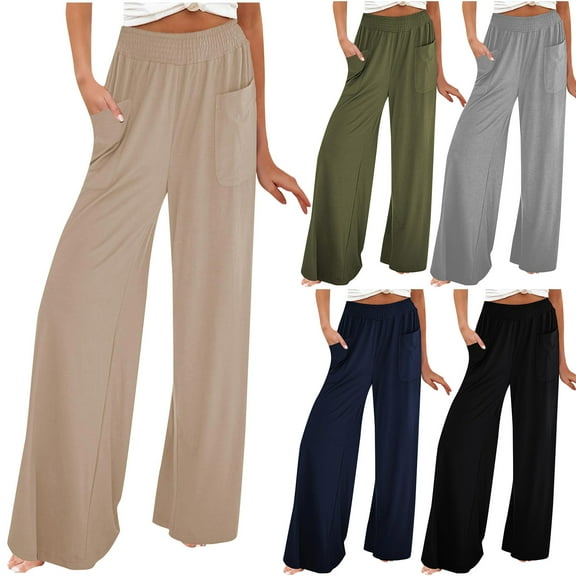Utoimkio Women's Wide Leg Pants Summer Casual Loose High Waisted Lounge Pants for Women with Pockets
