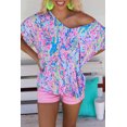 thumbnail image 1 of Women's Sky Blue Loose Painted Floral Tee, 1 of 9